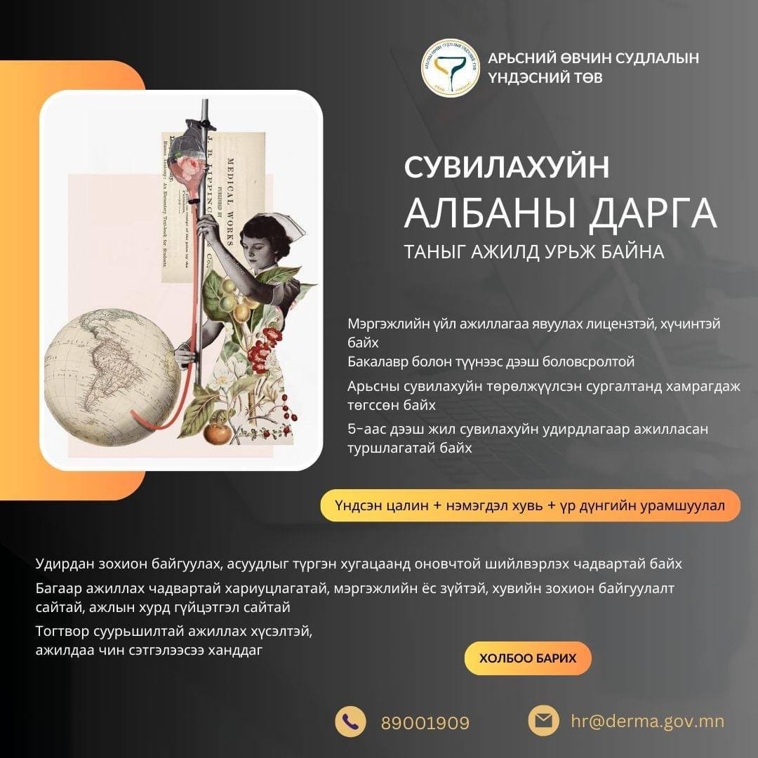 Дараах ажлын байрны нээлттэй сонгон шалгаруулалтад таныг урьж байна