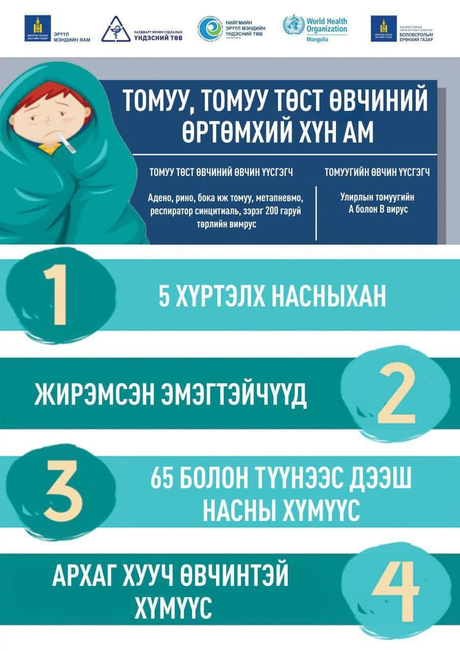 🛡Улирлын Томуугийн эсрэг вакцинд эрсдэлт бүлгийн хүн амыг нэн тэргүүнд хамруулснаар томуугийн халдвар авахаас сэргийлэх, томуугийн шалтгаант хүндрэлийг бууруулах өндөр ач холбогдолтой.
