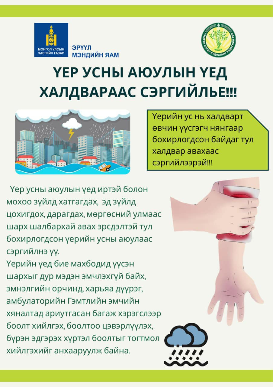 ҮЕР УСНЫ АЮУЛЫН ҮЕД ХАЛДВАРААС СЭРГИЙЛЬЕ!